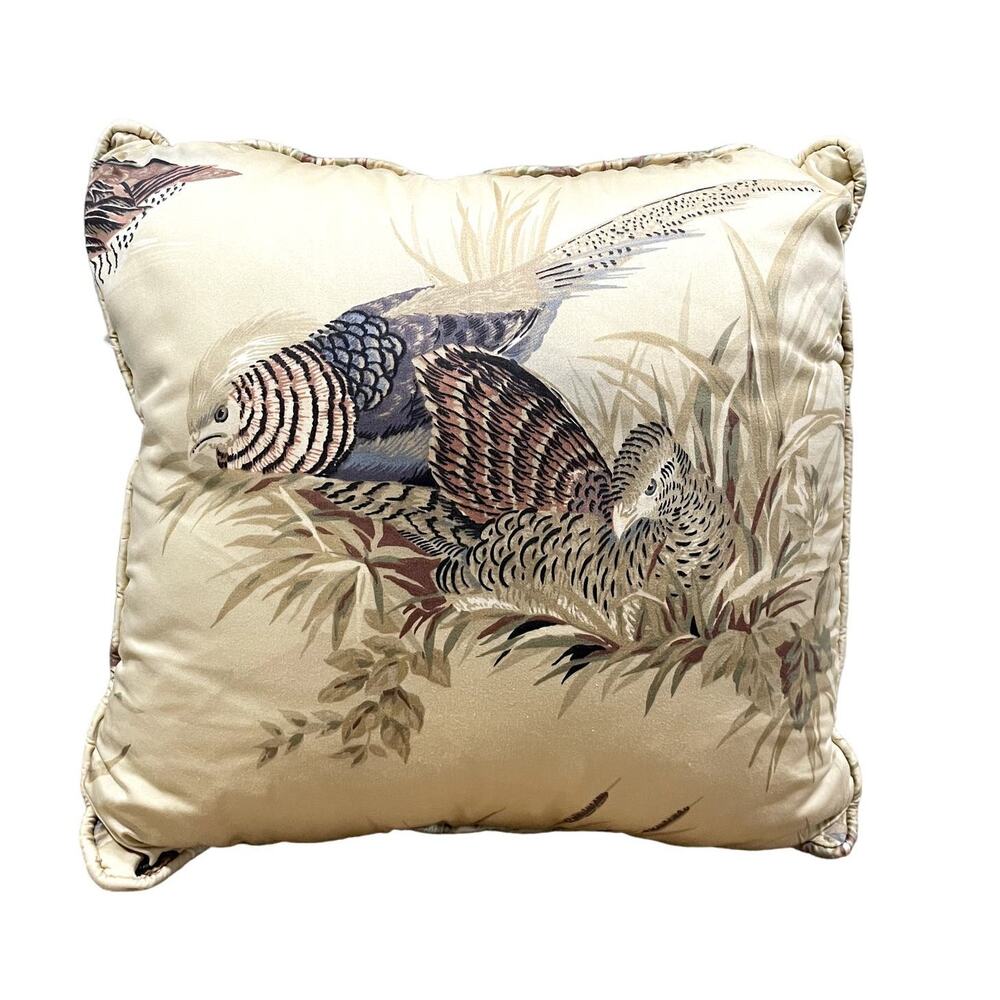 Pheasant Wild Bird Throw Pillow Vintage 16 x 16 Square Wildlife Hunting Cabin